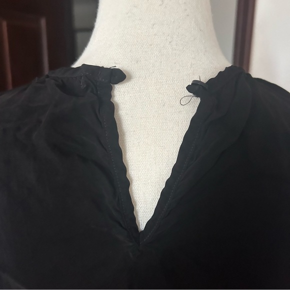 Stateside Sz Small Black Cupro Long Sleeve Top Gathered Neck Puff Sleeves - Picture 11 of 11